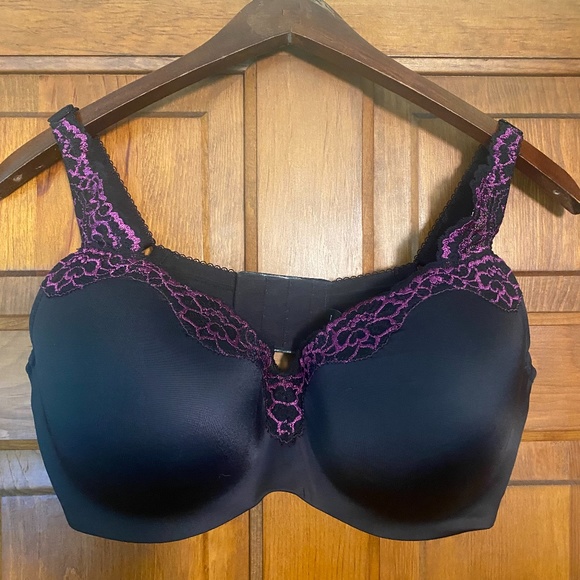 NWOT Le Mystere Lace Tisha Underwire Bra Black w/Purple Lace size 38D - Picture 3 of 9